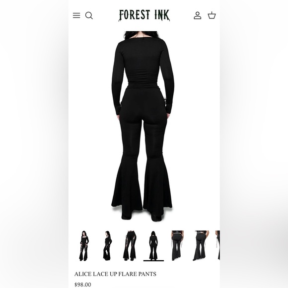 Forest Ink 🖤 Alice 🌟 Lace Up Flare Pants 🖤 NWOT - Picture 3 of 7